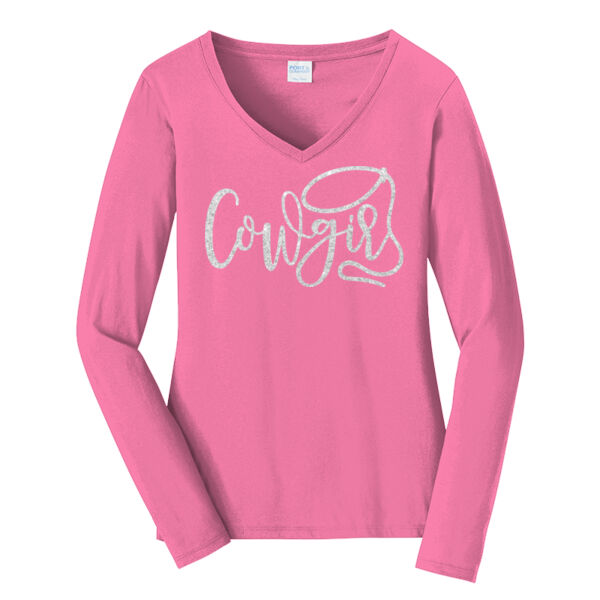 Long Sleeve Cowgirl Glitter Tee Thumbnail